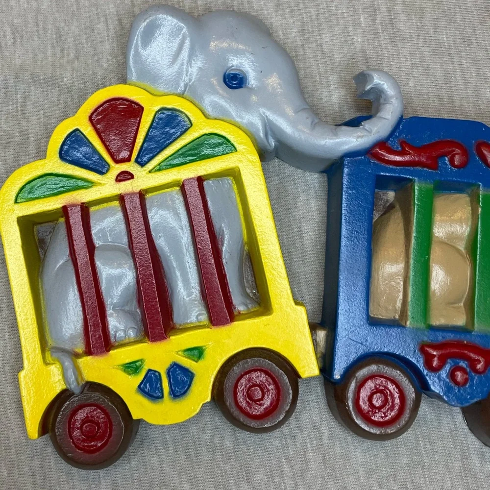Vintage train decor Burwood USA made wall plastic children decor hanging circus